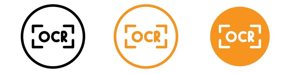 OCR Icon Set Optical Character Recognition Illustrations for Technology Pro.. Illustrazione stock