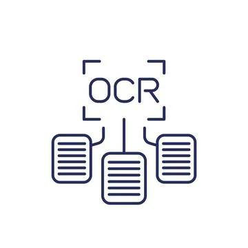OCR line icon, Optical character recognition Stock Illustration