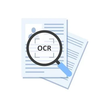 OCR Magnifying Glass Document Scan Banner Vector Stock Illustration