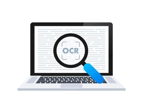 OCR - Optical character recognition. Document scan. Process of recognizing Stock Illustration