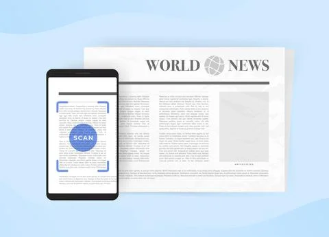 OCR - Optical Character Recognition illustration. OCR software that recognizes Stock Illustration