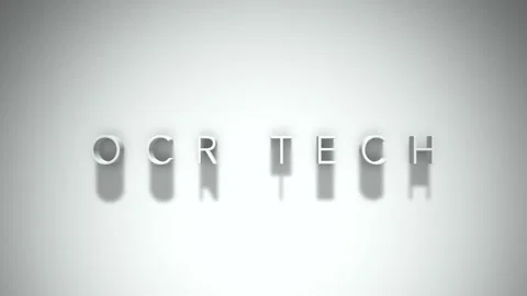 Ocr tech 3D title animation with shadows on a white background Stock Footage 297671950