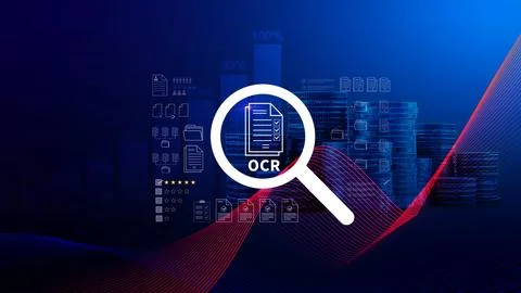 OCR technology concepts. using AI powered OCR with virtual interface, repre.. Stock Illustration