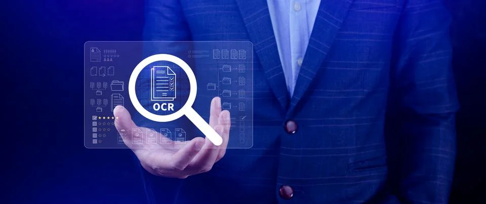 OCR technology concepts. using AI powered OCR with virtual interface, repre.. Foto stock