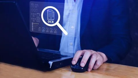 OCR technology concepts. using AI powered OCR with virtual interface, repre.. Stockfoto's