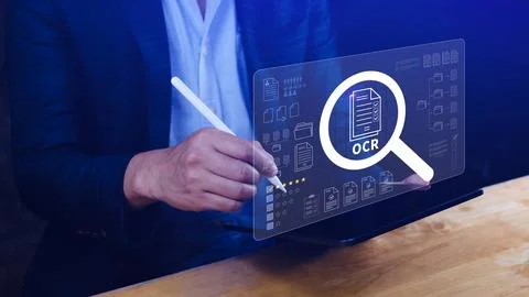 OCR technology concepts. using AI powered OCR with virtual interface, repre.. Foto stock