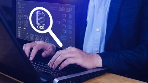 OCR technology concepts. using AI powered OCR with virtual interface, repre.. Stockfoto's