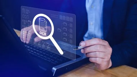 OCR technology concepts. using AI powered OCR with virtual interface, repre.. Stockfoto's