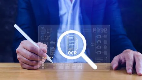 OCR technology concepts. using AI powered OCR with virtual interface, repre.. Stockfoto's
