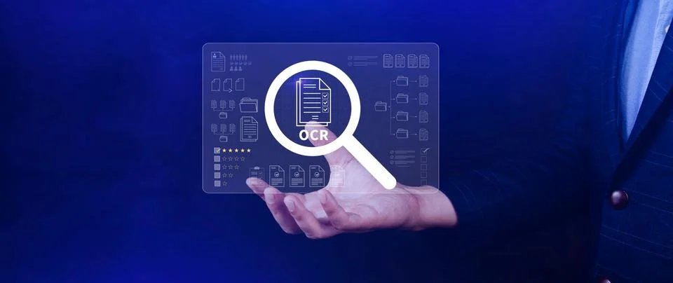 OCR technology concepts. using AI powered OCR with virtual interface, repre.. Foto stock