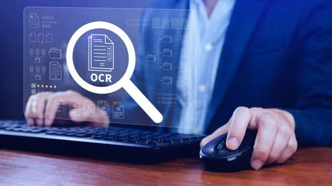 OCR technology concepts. using AI powered OCR with virtual interface, repre.. Foto stock