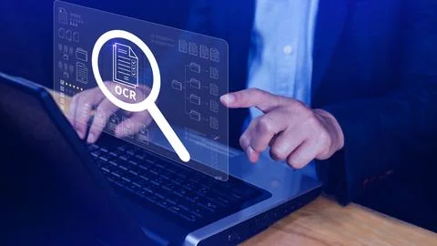 OCR technology concepts. using AI powered OCR with virtual interface, repre.. Foto stock