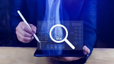 OCR technology concepts. using AI powered OCR with virtual interface, repre.. Foto stock
