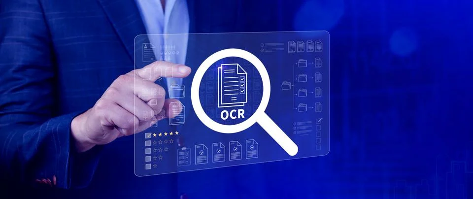 OCR technology concepts. using AI powered OCR with virtual interface, repre.. Foto stock
