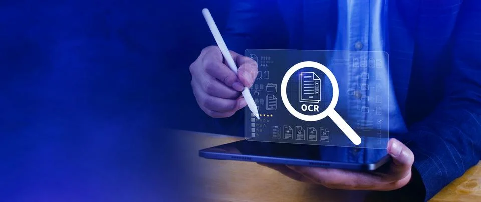 OCR technology concepts. using AI powered OCR with virtual interface, repre.. Foto stock