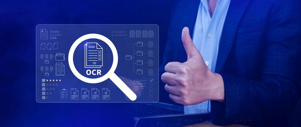 OCR technology concepts. using AI powered OCR with virtual interface, repre.. Foto stock