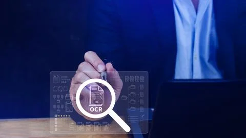 OCR technology concepts. using AI powered OCR with virtual interface, repre.. Stockfoto's