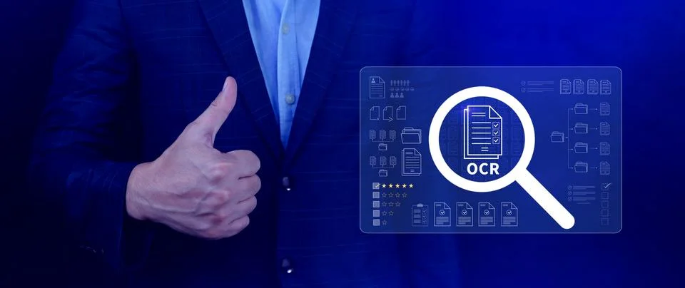 OCR technology concepts. using AI powered OCR with virtual interface, repre.. Foto stock