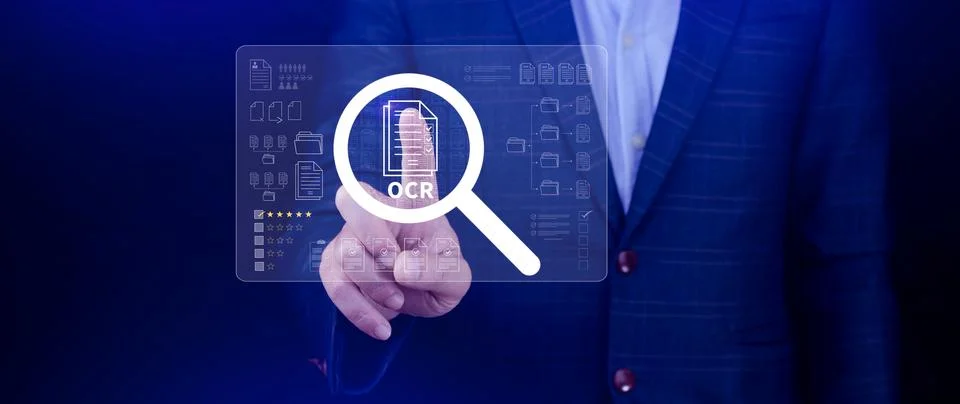 OCR technology concepts. using AI powered OCR with virtual interface, repre.. Foto stock