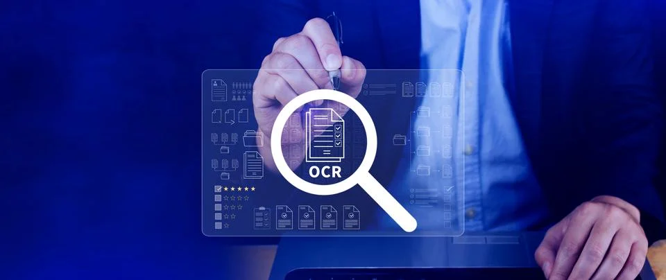 OCR technology concepts. using AI powered OCR with virtual interface, repre.. Foto stock