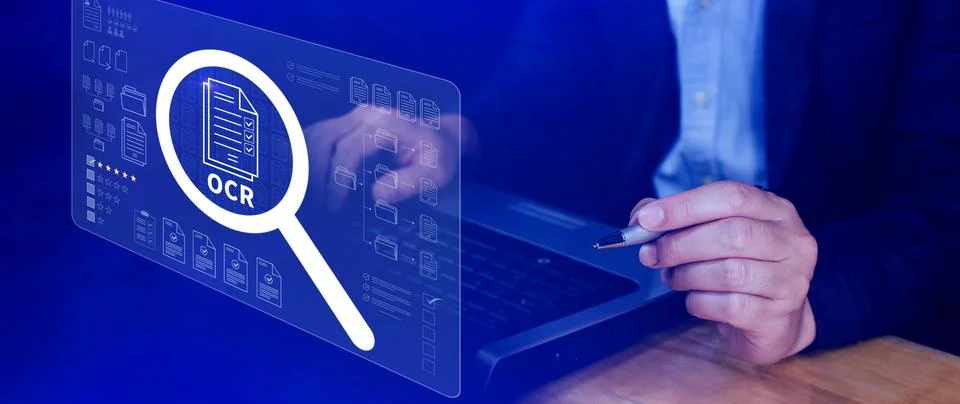 OCR technology concepts. using AI powered OCR with virtual interface, repre.. Foto stock