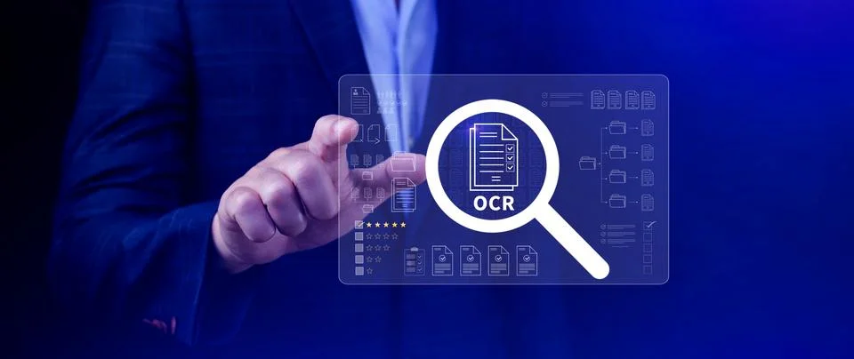 OCR technology concepts. using AI powered OCR with virtual interface, repre.. Foto stock
