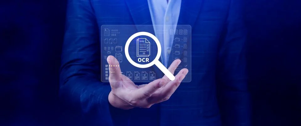 OCR technology concepts. using AI powered OCR with virtual interface, repre.. Foto stock