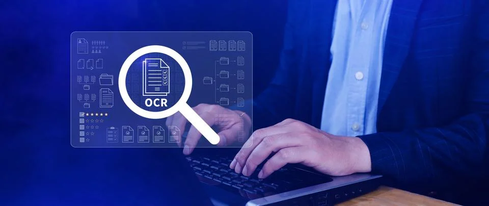 OCR technology concepts. using AI powered OCR with virtual interface, repre.. Foto stock