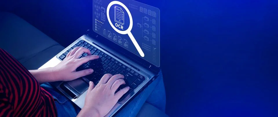 OCR technology concepts. using AI powered OCR with virtual interface, repre.. Foto stock