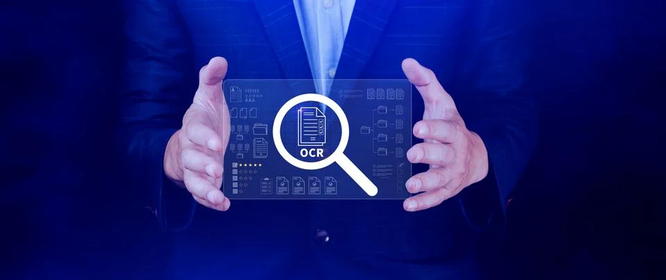 OCR technology concepts. using AI powered OCR with virtual interface, repre.. Foto stock