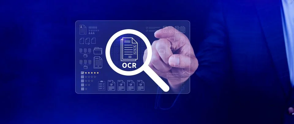 OCR technology concepts. using AI powered OCR with virtual interface, repre.. Foto stock