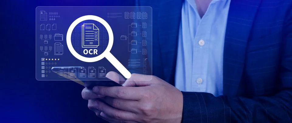 OCR technology concepts. using AI powered OCR with virtual interface, repre.. Stock Photos