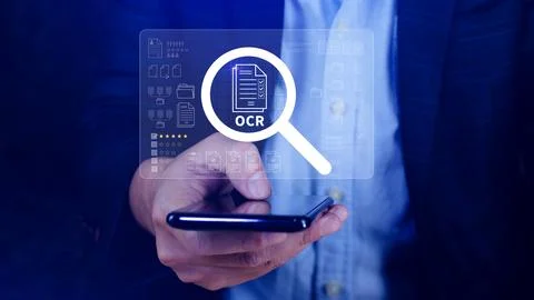 OCR technology concepts. using AI powered OCR with virtual interface, repre.. Foto stock