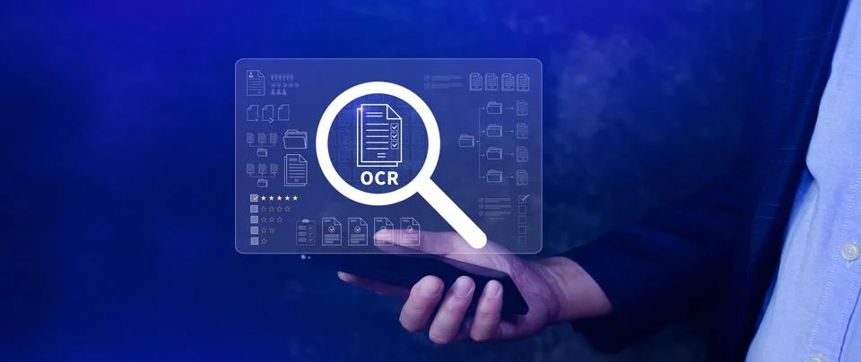 OCR technology concepts. using AI powered OCR with virtual interface, repre.. Stockfoto's