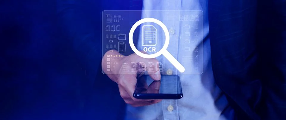 OCR technology concepts. using AI powered OCR with virtual interface, repre.. Foto stock