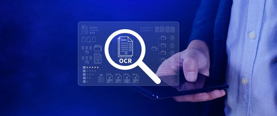 OCR technology concepts. using AI powered OCR with virtual interface, repre.. Foto stock