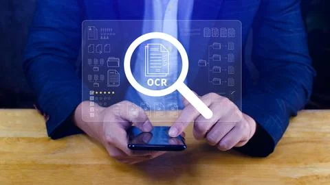 OCR technology concepts. using AI powered OCR with virtual interface, repre.. Stockfoto's