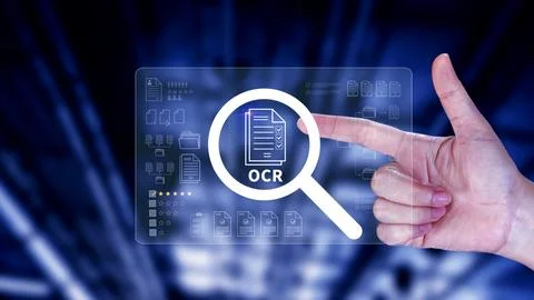 OCR technology concepts. using AI powered OCR with virtual interface, repre.. Foto stock