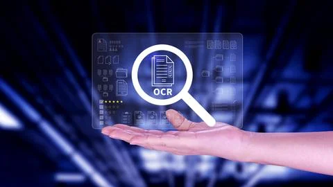 OCR technology concepts. using AI powered OCR with virtual interface, repre.. Foto stock