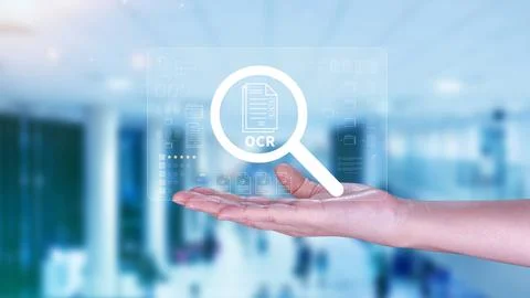 OCR technology concepts. using AI powered OCR with virtual interface, repre.. Stockfoto's