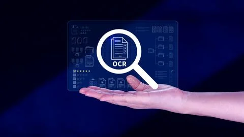 OCR technology concepts. using AI powered OCR with virtual interface, repre.. Stockfoto's