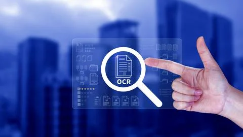 OCR technology concepts. using AI powered OCR with virtual interface, repre.. Stockfoto's