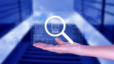 OCR technology concepts. using AI powered OCR with virtual interface, repre.. Foto stock