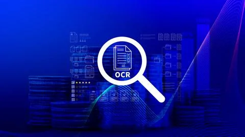 OCR technology concepts. using AI powered OCR with virtual interface, repre.. Foto stock