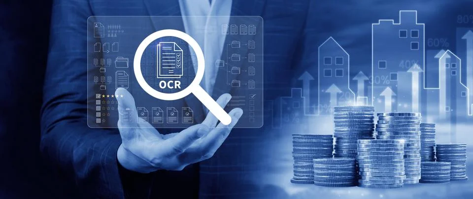 OCR technology concepts. using AI powered OCR with virtual interface, repre.. Stockfoto's