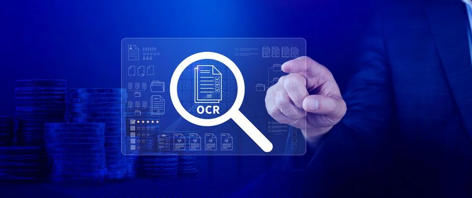 OCR technology concepts. using AI powered OCR with virtual interface, repre.. Stockfoto's