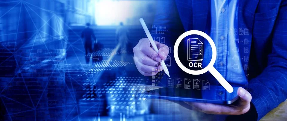 OCR technology concepts. using AI powered OCR with virtual interface, repre.. Foto stock