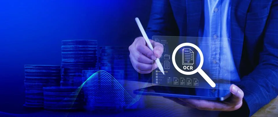 OCR technology concepts. using AI powered OCR with virtual interface, repre.. Foto stock