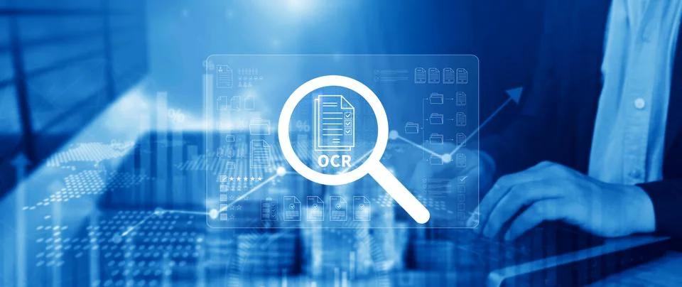 OCR technology concepts. using AI powered OCR with virtual interface, repre.. Foto stock