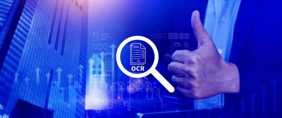 OCR technology concepts. using AI powered OCR with virtual interface, repre.. Foto stock
